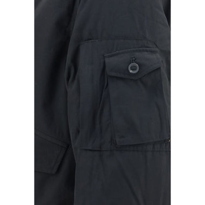 Bomber Jacket by Y-3 for men in nylon twill & polyamide black features a dramatic silhouette, showcasing a sophisticated and distinctive for a dramatic aesthetic.