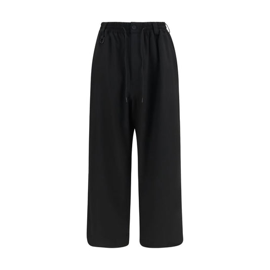 Casual Pants by Y-3 for men in polyester viscose & merino wool black features a polished silhouette with a polished straight-leg, relaxed-fit, regular-fit & wide, reaching a polished long and finished with a polished .
