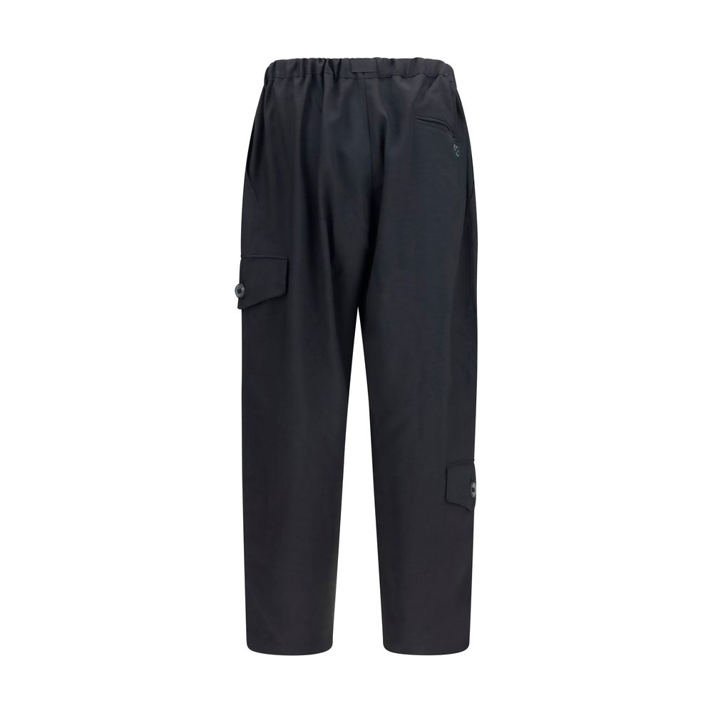Activewear Pants by Y-3 for men in polyester satin & twill black features an streamlined design with , highlighting a streamlined tapered-leg, athletic & oversized and long cut with a comfortable .