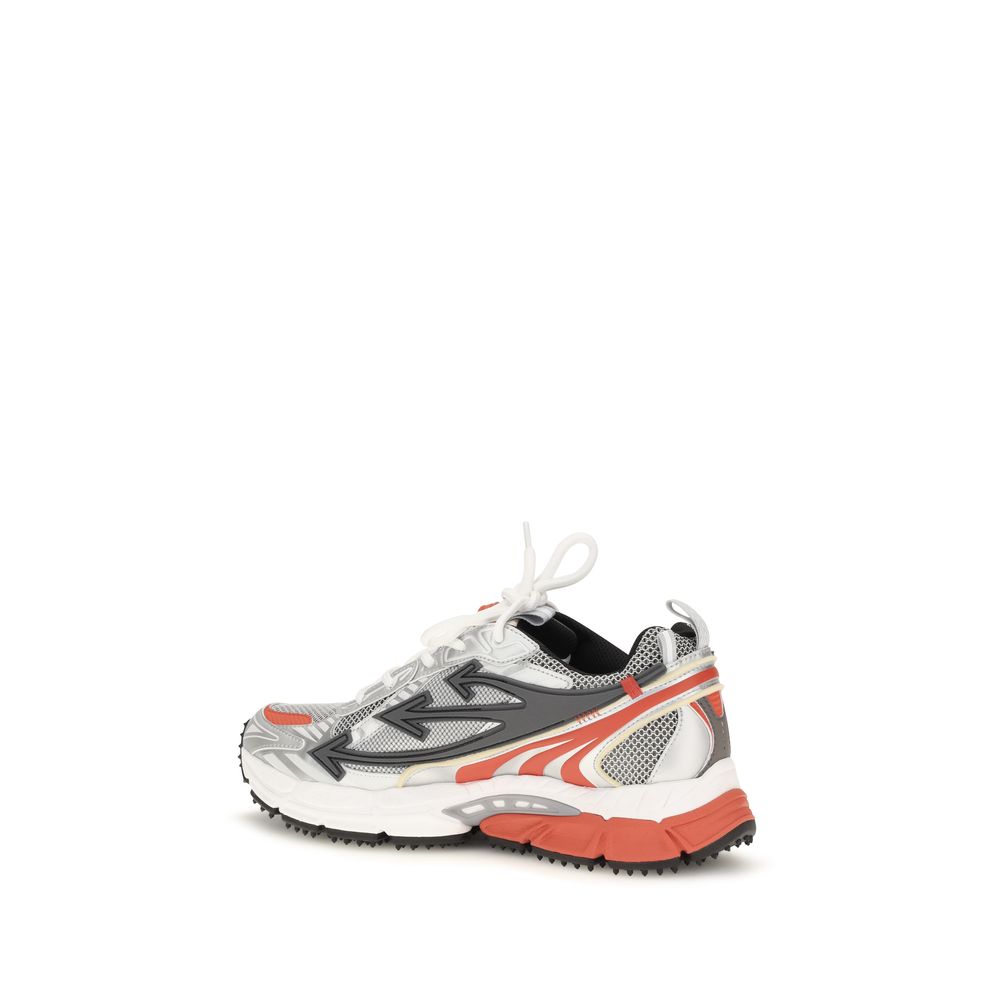Athletic Sneakers by Off-White for men in polyamide polyethylene polyurethane & rubber red, white & signature presents a sleek silhouette, perfectly capturing the athletic style essence of Men's Athletic Polyamide Polyethylene Polyurethane & Rubber Sneakers with its sleek design and premium finish.