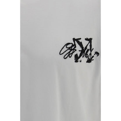 Activewear T-Shirt by Off-White for men in cotton white features an athletic silhouette with sleeves and a crew neckline neckline, enhanced by high-performance .