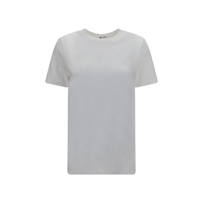 T-Shirt by Balmain for women in organic cotton white showcases a unassuming silhouette, artfully detailed with a refined crew neckline and unassuming short-sleeve for a sophisticated, contemporary look.