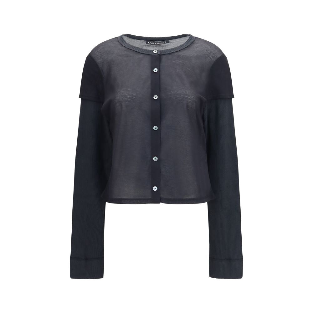 Cardigan by Our Legacy for women in cotton mesh & nylon black & pearl features an impeccable silhouette, showcasing a sophisticated and detail for a truly impeccable finish.