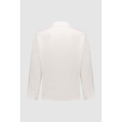 Overcoat by Autore for men in linen polyester & viscose beige features an satoral silhouette, showcasing a sophisticated and satoral pockets for a premium, timeless look.