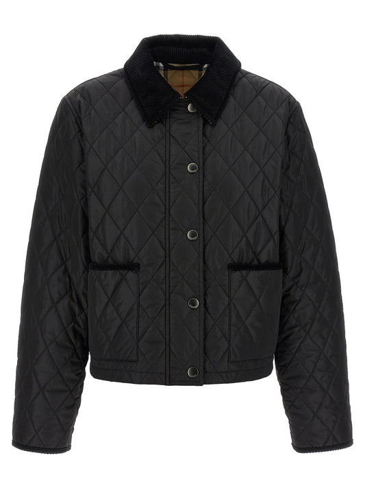 Overcoat by Burberry for women in nylon cotton corduroy twill black features an voluminous silhouette, showcasing distinct lightweight & pockets and a voluminous for a truly voluminous aesthetic.