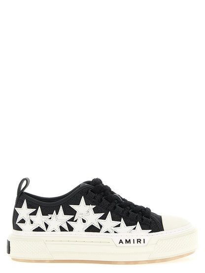 Sneakers by Amiri for women in calfskin leather bicolour, black & white presents a impeccable silhouette as Women's Low Top Calfskin Leather Sneakers, expertly defined by a impeccable low-top style for a impeccable, high-fashion look.