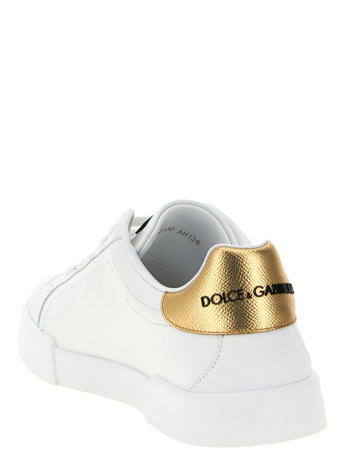 Dolce & Gabbana Gold Calfskin Low Top Sneakers