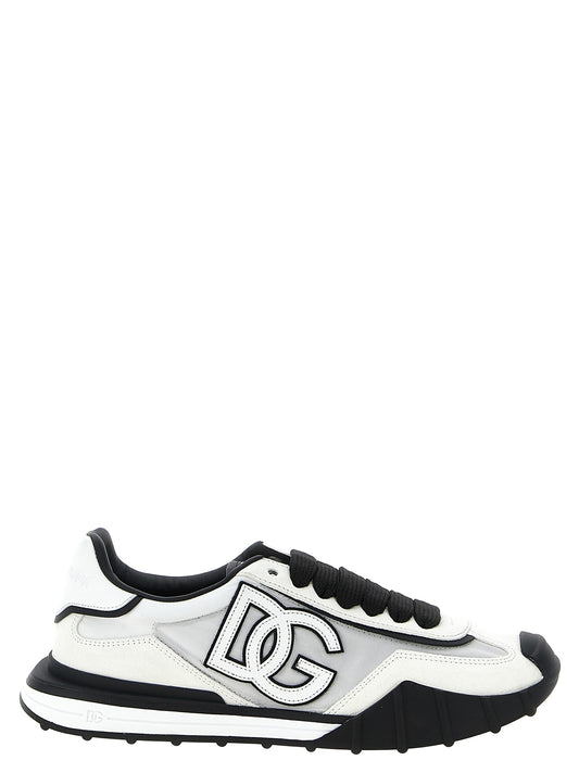 Athletic Sneakers by Dolce & Gabbana for men in calf leather & polyamide bicolour, black, transparent & white presents a sleek silhouette, perfectly capturing the athletic style essence of Men's Athletic Calf Leather & Polyamide Sneakers with its sleek design and premium finish.