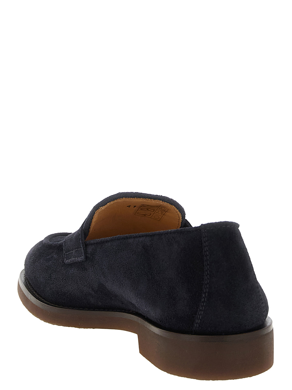 Brunello Cucinelli Men's Suede Calfskin Leather Loafer Slip-On Shoes - Blue Gold