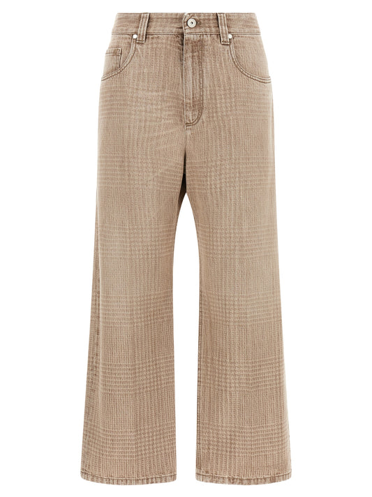 Jeans by Brunello Cucinelli for women in denim cotton beige features an sartorial wide & cropped and cropped with a cut for a sartorial finish.