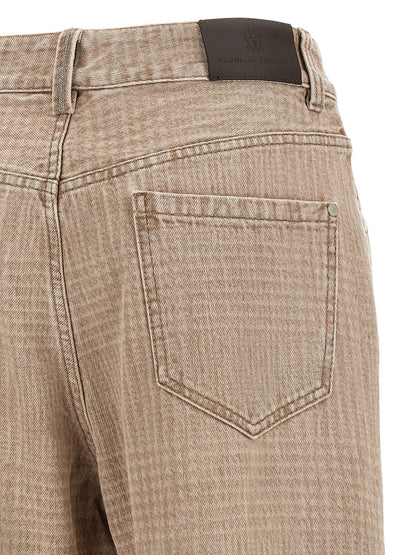 Brunello Cucinelli Beige Cotton Cropped Jeans