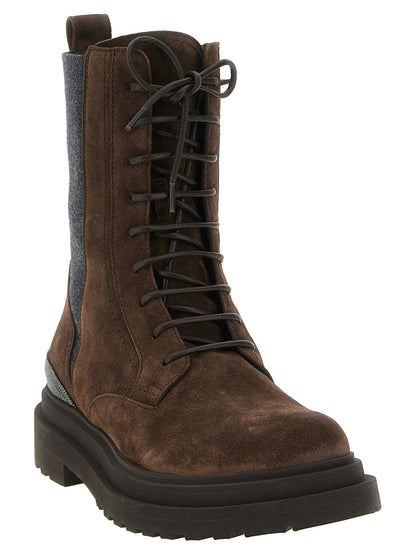 Brunello Cucinelli Brown Calfskin Lace-Up Boots