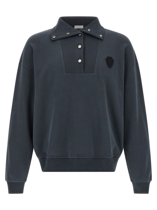 Activewear Sweatshirt by Brunello Cucinelli for women in cotton blue features an contemporary silhouette with , refined detailing, and an contemporary for a sophisticated performance look.