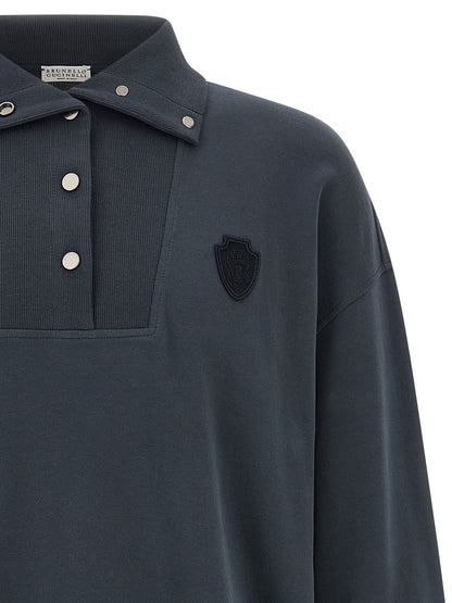 Brunello Cucinelli Blue Cotton Sweatshirt