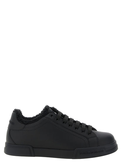 Dolce & Gabbana Black Calfskin Low Top Sneakers