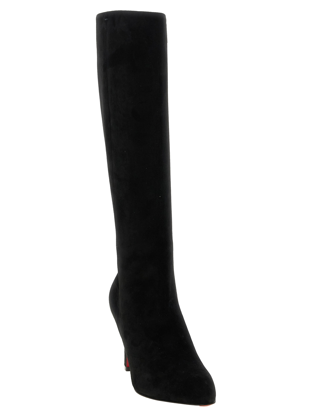 Christian Louboutin Women's Calfskin Suede Leather Over-The-Knee Boots - Black Red Signature
