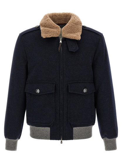 Brunello Cucinelli Blue Cashmere Bomber