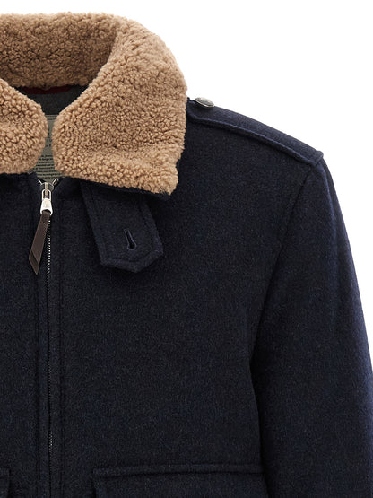 Brunello Cucinelli Blue Cashmere Bomber