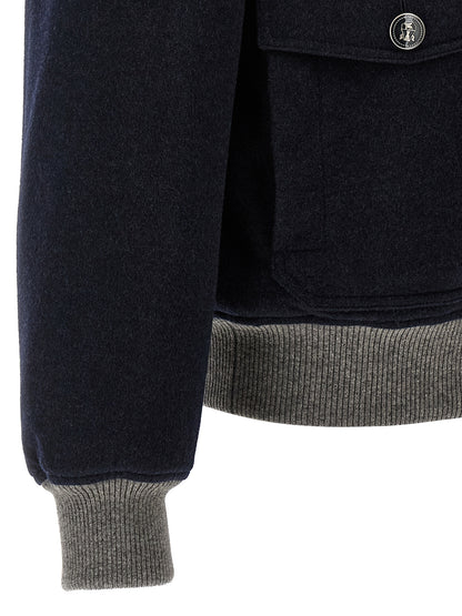 Brunello Cucinelli Blue Cashmere Bomber
