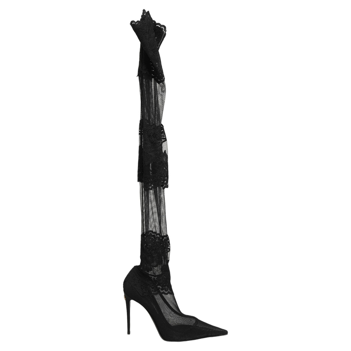 Dolce & Gabbana Black Over The Knee Sock Pumps Boots Shoes