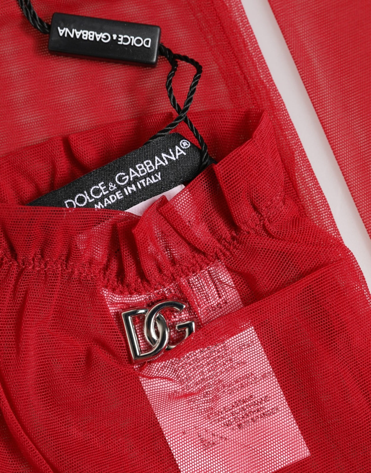 Dolce & Gabbana Red Acetate Sheer Elbow Length Mitten Gloves