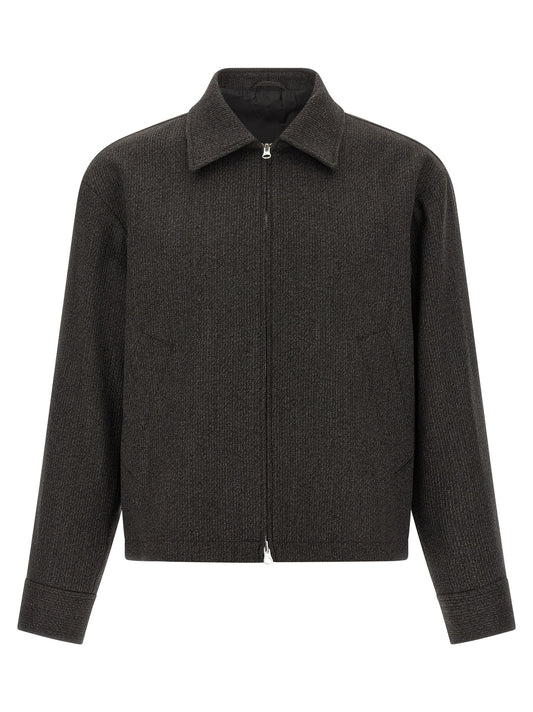 Overcoat by MFPEN for men in wool brown, silver, patterned & striped features an satoral silhouette, showcasing a sophisticated and satoral pockets for a premium, timeless look.