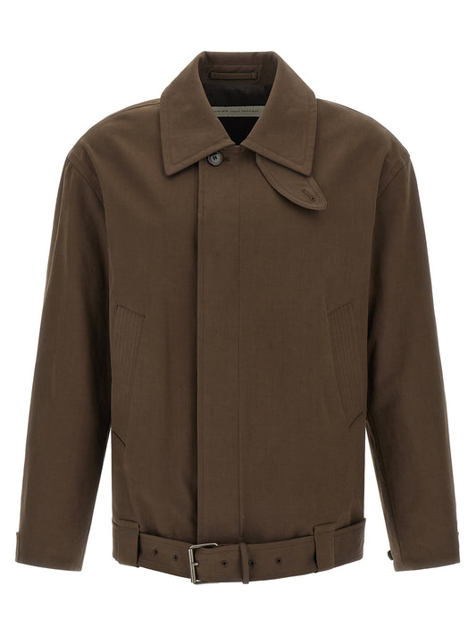 Overcoat by Dries Van Noten for men in cotton canvas brown features a cosy chic silhouette, artfully detailed with a sophisticated and premium pockets for a cosy chic finish.