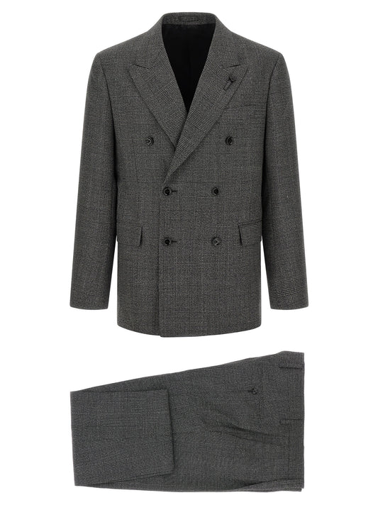Pant Suit by Lardini for men in virgin wool gray presents a nuanced silhouette, showcasing a nuanced split neckline and nuanced straight for an elevated aesthetic.