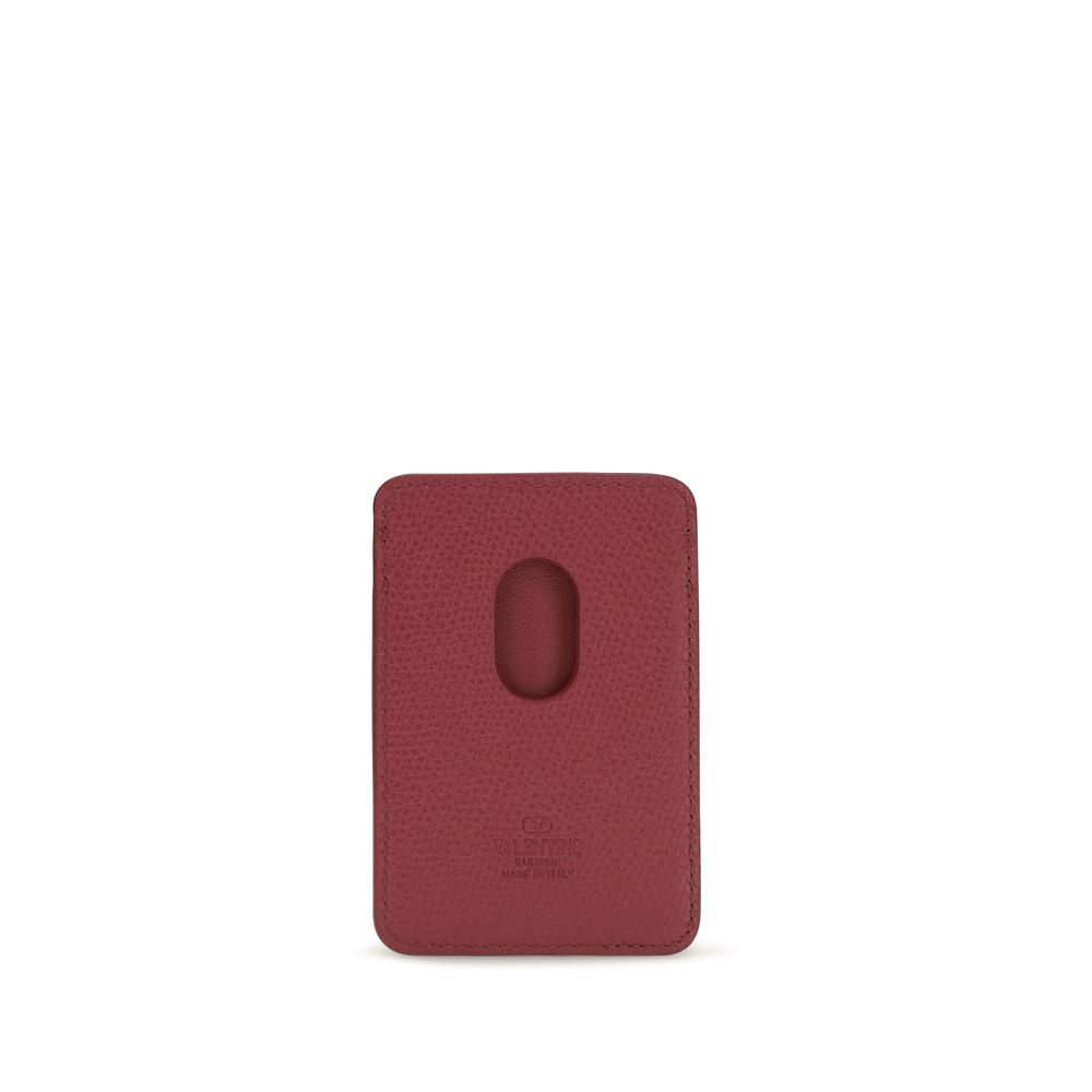 Cardholder Wallet by Valentino Garavani for women in bos taurus calf leather red & signature showcases a distinguished silhouette, artfully capturing the essence of the distinguished V Logo Bos Taurus Calf Leather Cardholder Wallet design with functional card-organization.