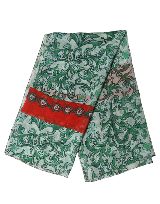 Scarf by Dolce & Gabbana for women in silk green, red, patterned, floral & print showcases a warm silhouette from the Silk Foulard Square Scarf collection, offering a warm drape that exudes sophisticated luxury.