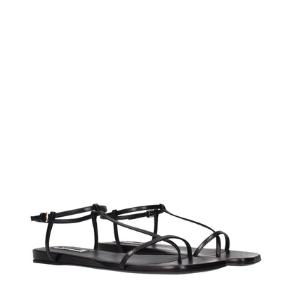 Flip-Flop Sandals by Jil Sander for women in leather and black presents a captivating silhouette, showcasing the signature style of the Women's Leather Flip-Flop Sandals with a captivating and captivating .