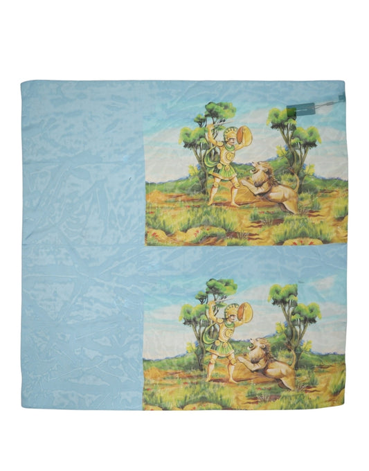 Scarf by Dolce & Gabbana for women in silk light-blue presents a cosy silhouette, artfully capturing the sophisticated design and premium aesthetic of the Silk Foulard Square Scarf.