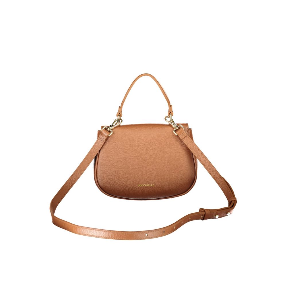 Handbag by Coccinelle for women in leather brown features a contemporary silhouette, showcasing a secure snap, ample , and contemporary shoulder-strap, adjustable-strap & handle for a sophisticated look.