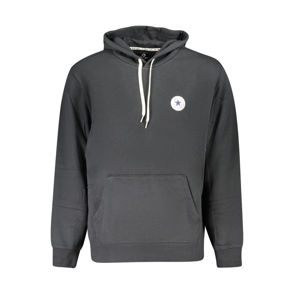 Sweatshirt Hoodie by Converse for men in cotton black features a authentic silhouette, showcasing a sophisticated hooded neckline and authentic detail for a refined finish.