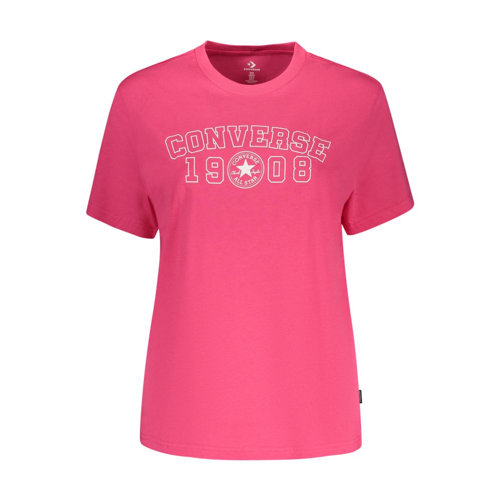 T-Shirt by Converse for women in cotton pink & print showcases a chic silhouette, artfully detailed with a chic crew neckline and for a chic finish.