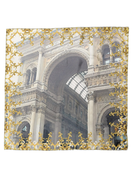 Scarf by Dolce & Gabbana for women in silk gold, multicolor & print showcases a eye catching silhouette, artfully capturing the essence of the eye catching Silk Foulard Square Scarf design for a sophisticated look.