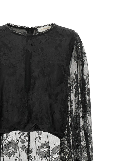Tank Top by Zimmermann for women in cotton lace & polyamide black & floral showcases a streamlined Women's Crop Top Cropped Cotton Lace & Polyamide Tank design with a streamlined and .
