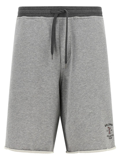 Brunello Cucinelli Men's Athletic Cotton Terry Cloth Bermuda Shorts - Gray