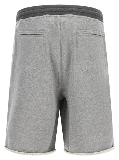 Brunello Cucinelli Men's Athletic Cotton Terry Cloth Bermuda Shorts - Gray
