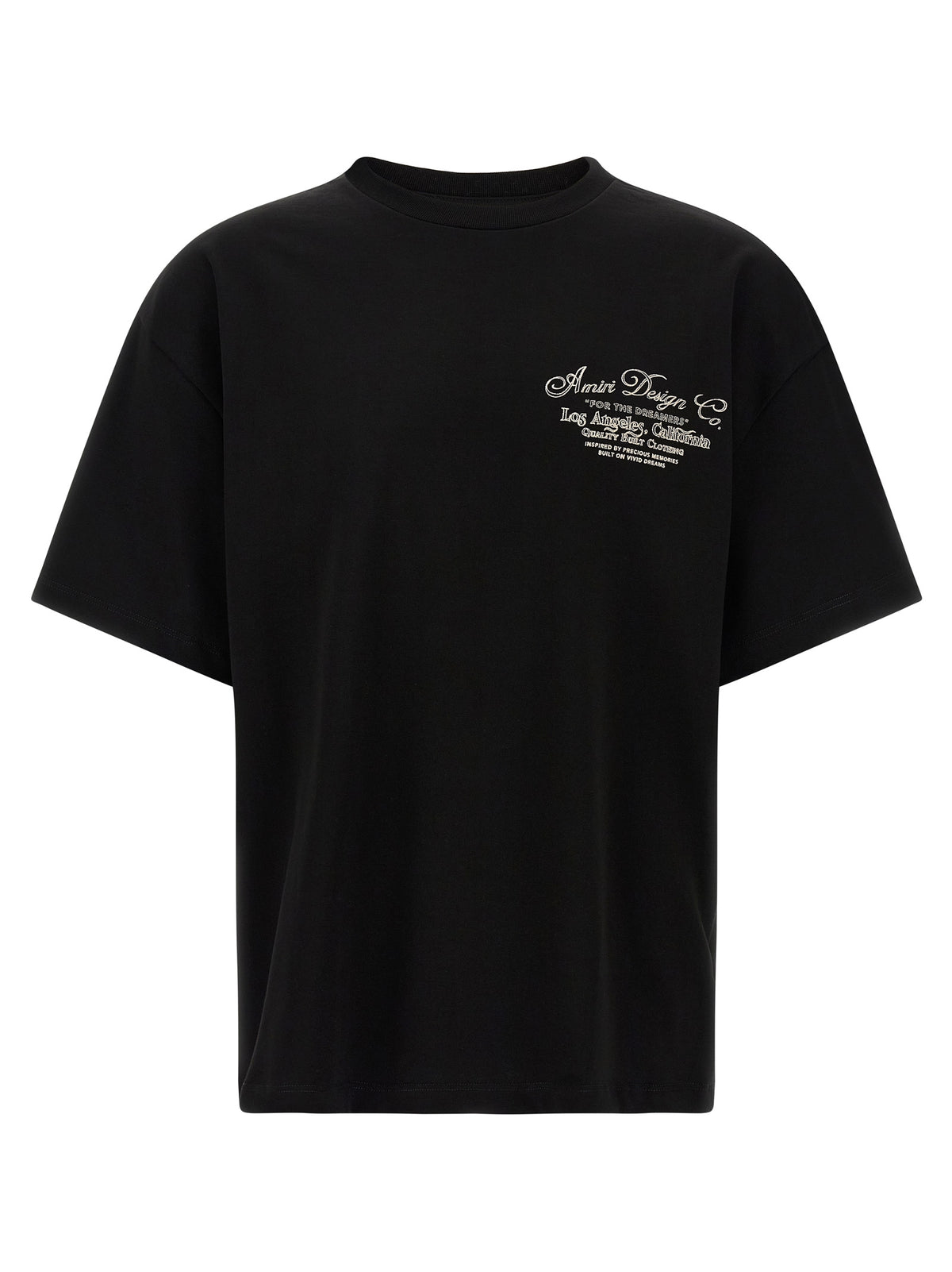 T-Shirt by Amiri for men in cotton black showcases a chic silhouette, artfully detailed with a chic round crew neckline and short-sleeve for a chic finish.