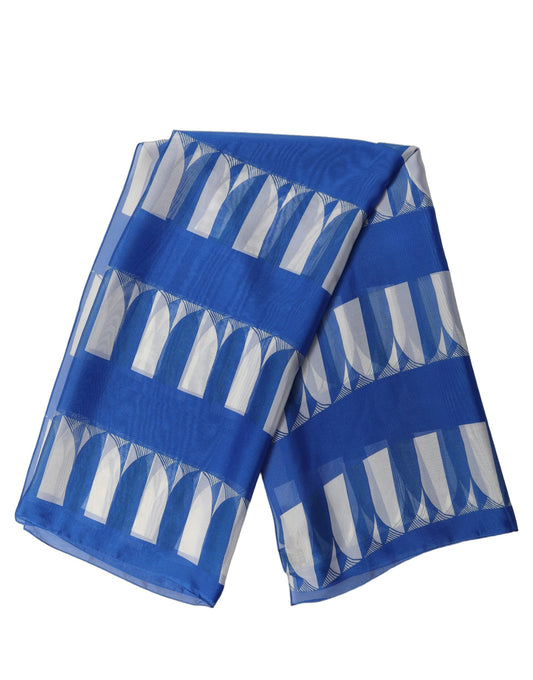 Scarf by Dolce & Gabbana for women in silk blue, silver, white & patterned presents a effortlessly chic silhouette, artfully capturing the essence of the effortlessly chic Silk Foulard Square Scarf design for a sophisticated look.