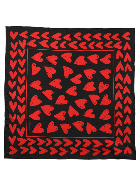Scarf by Dolce & Gabbana for women in silk black, red & patterned showcases a eye catching silhouette, artfully capturing the essence of the eye catching Heart Silk Foulard Square Scarf design for a sophisticated look.