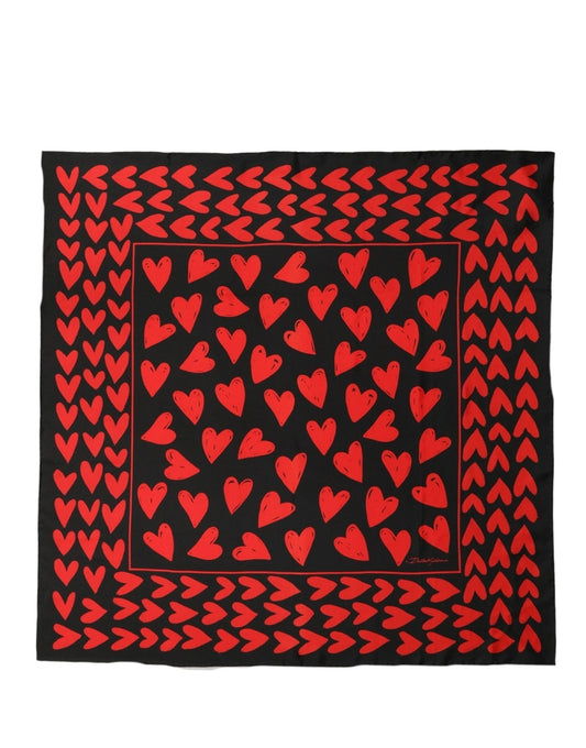 Scarf by Dolce & Gabbana for women in silk black, red & patterned showcases a on trend silhouette, artfully capturing the on trend essence of the Heart Silk Foulard Square Scarf design with a sophisticated finish.