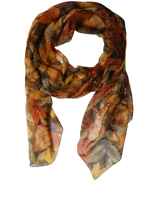 Scarf by Dolce & Gabbana for women in silk brown, gold, green, multicolor, orange, patterned & print presents a effortlessly chic silhouette, artfully capturing the essence of the effortlessly chic Silk Rectangular Stole Scarf design for a sophisticated look.