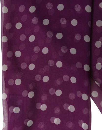 Dolce & Gabbana Purple White Polka Dot Square Foulard Scarf