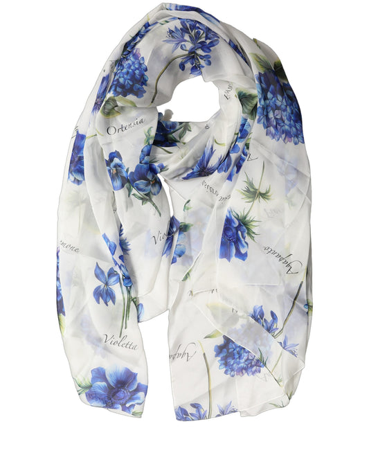 Scarf by Dolce & Gabbana for women in silk chiffon white & floral presents a cosy silhouette, artfully capturing the sophisticated design and premium aesthetic of the Silk Chiffon Stole Scarf.