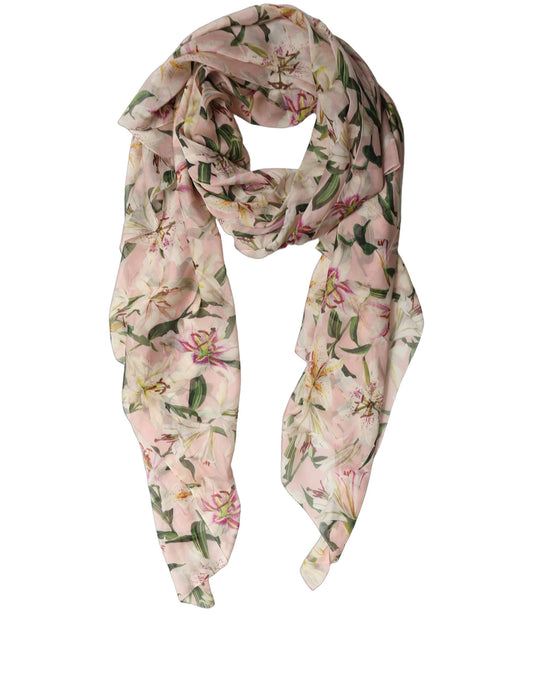 Scarf by Dolce & Gabbana for women in silk chiffon pink & floral presents a cosy silhouette, artfully capturing the sophisticated design and premium aesthetic of the Silk Chiffon Stole Scarf.
