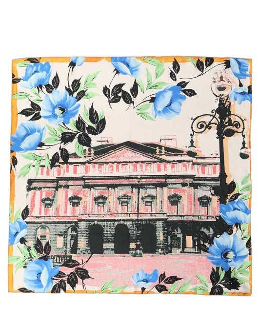 Scarf by Dolce & Gabbana for women in silk blue, multicolor & orange presents a effortlessly chic silhouette, artfully capturing the essence of the effortlessly chic Silk Foulard Square Scarf design for a sophisticated look.