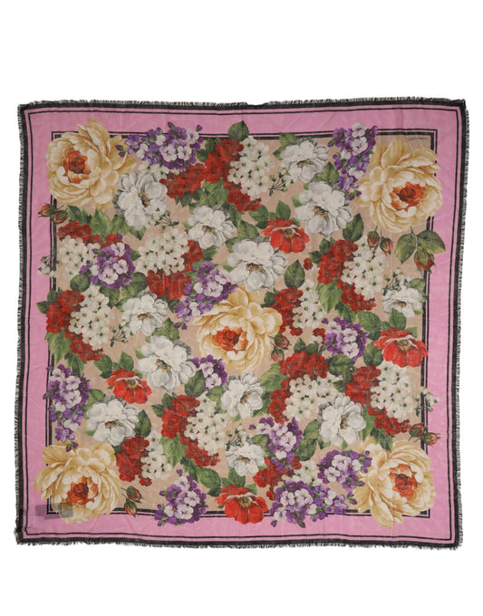 Scarf by Dolce & Gabbana for women in cashmere silk multicolor, floral & print showcases a eye catching silhouette, artfully capturing the essence of the eye catching Cashmere Silk Foulard Scarf design for a sophisticated look.