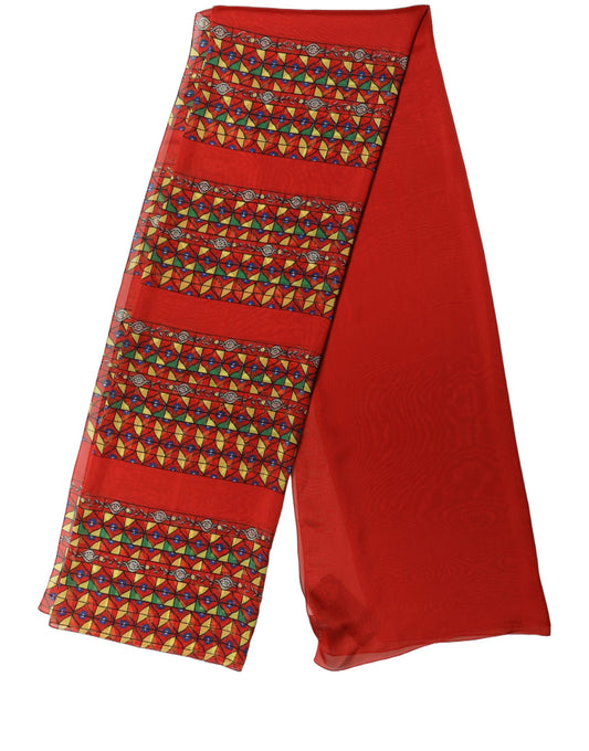 Scarf by Dolce & Gabbana for women in silk red, patterned & print features a timeless silhouette, artfully capturing the essence of the timeless Silk Rectangular Stole Scarf design for a sophisticated look.